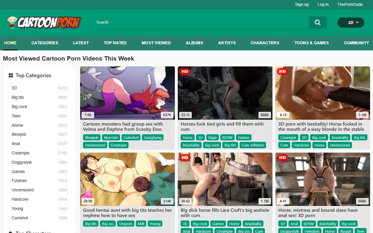 Screenshot of Cartoonpornpro